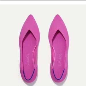 Rothy's The Point Hot Pink Knit Pointy Toe Flat Ballet Slip-On Shoes size 7